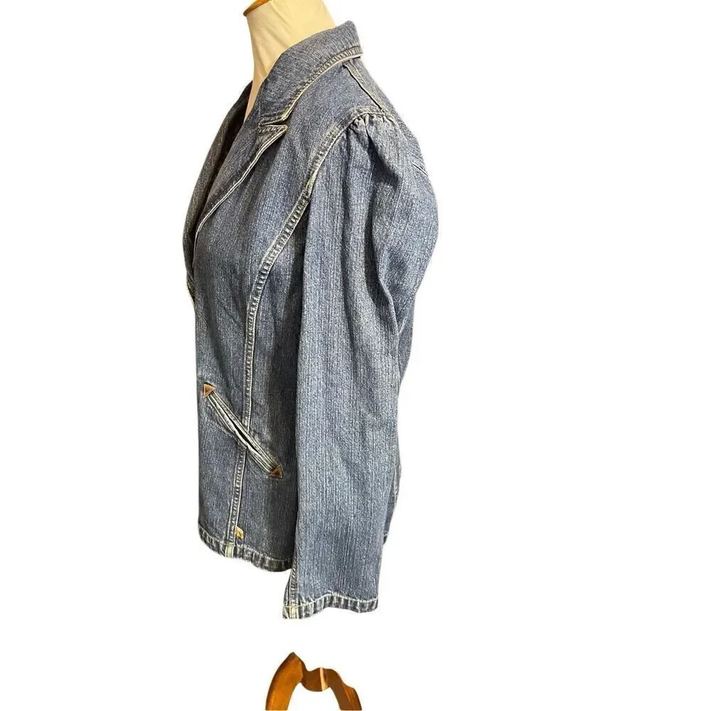 Vintage Liz Claiborne Lizwear Denim Blazer - 90s RARE Classic Jacket Size Large